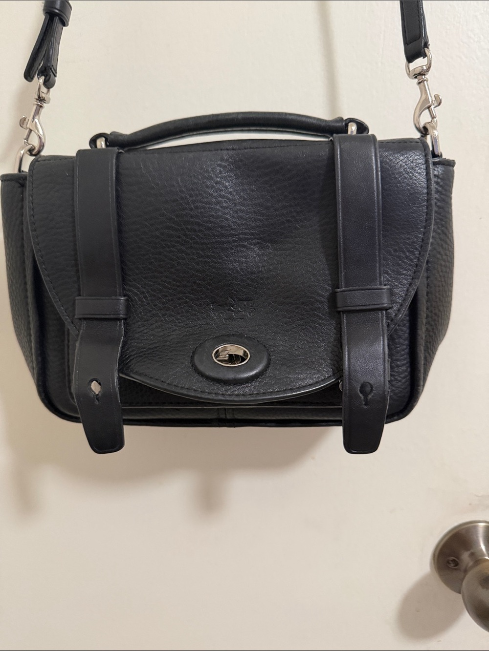 Coach Black Leather Bleecker Mini-Riley Small Satchel Crossbody Purse